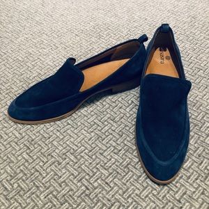 Navy suede loafers